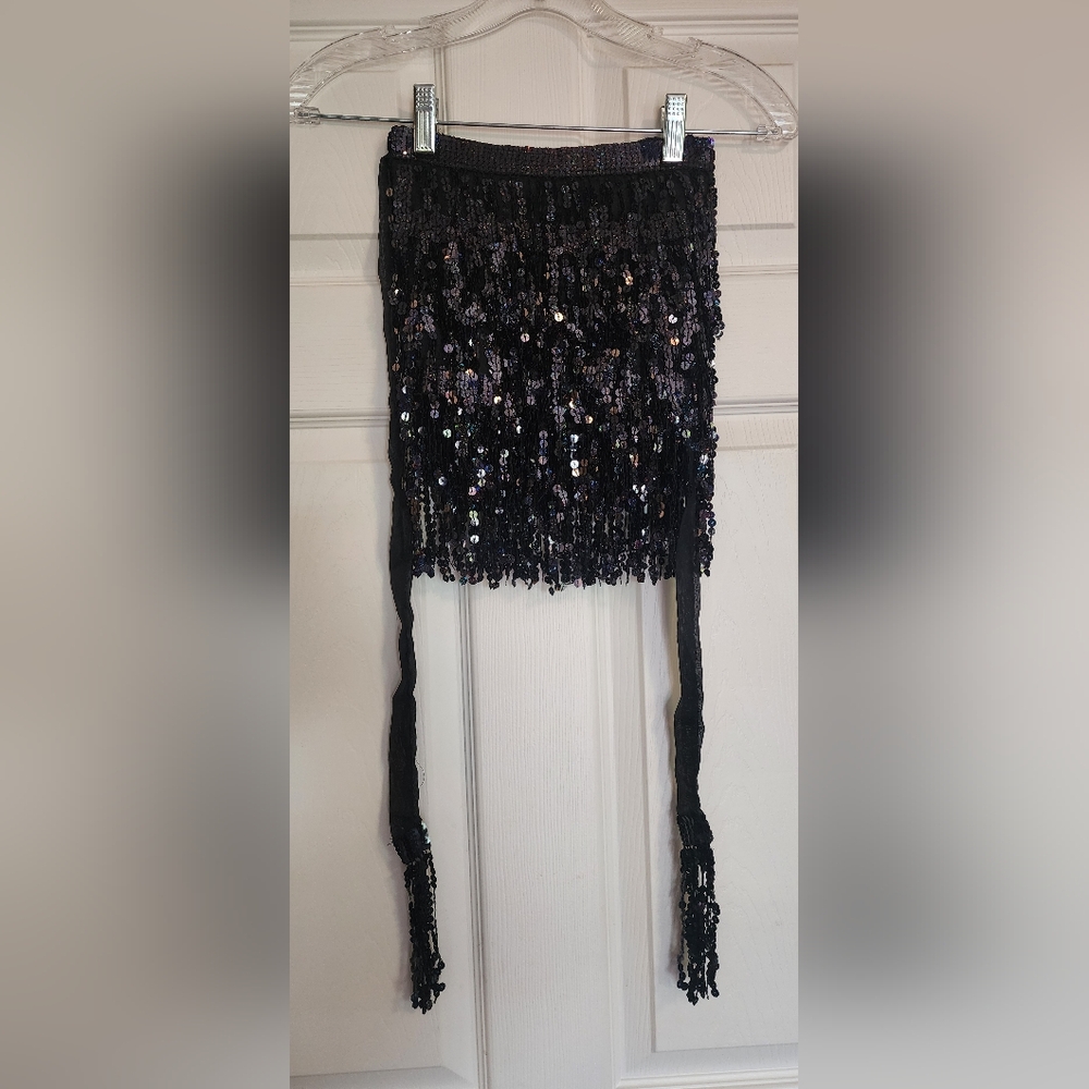 Black Sequin Hip Scarf